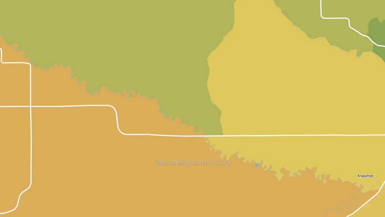 Map of the best neighborhoods in the 82510 area, with better matches in green and worse matches in red
