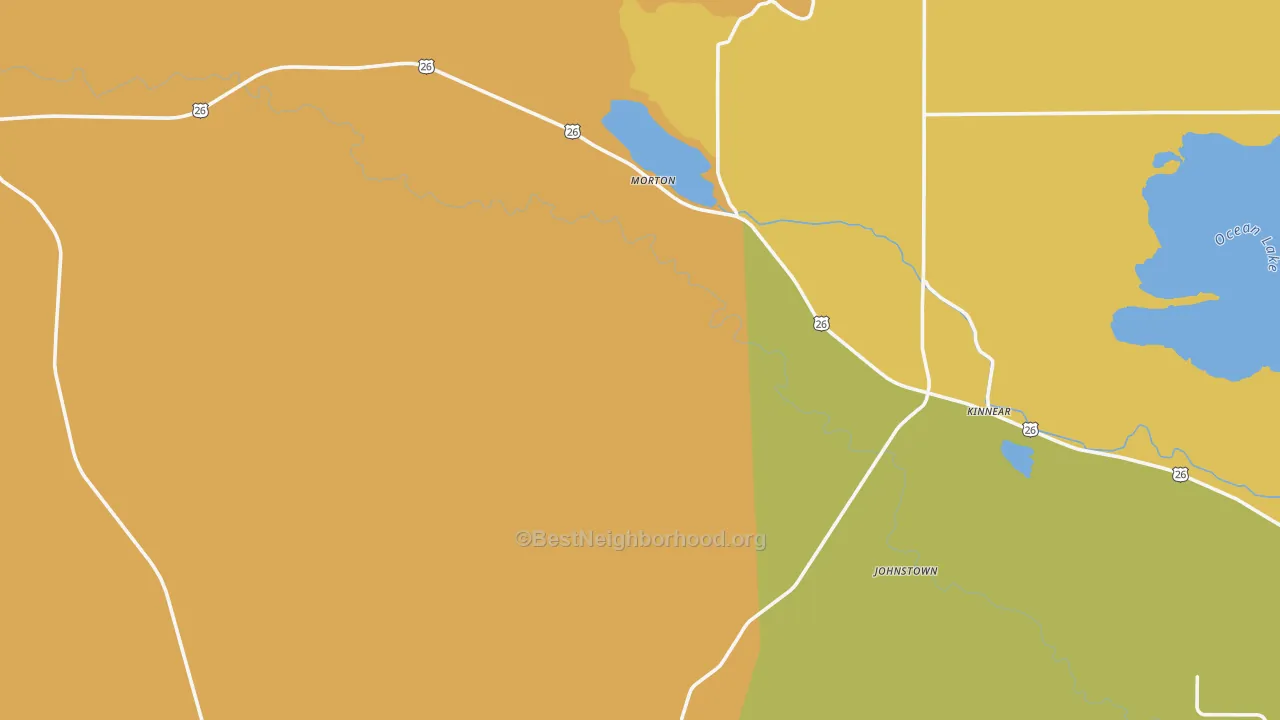 Map of the best neighborhoods in the 82516 area, with better matches in green and worse matches in red