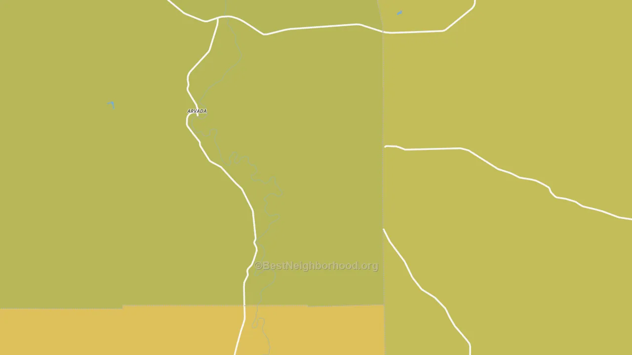 Map of the best neighborhoods in the 82831 area, with better matches in green and worse matches in red