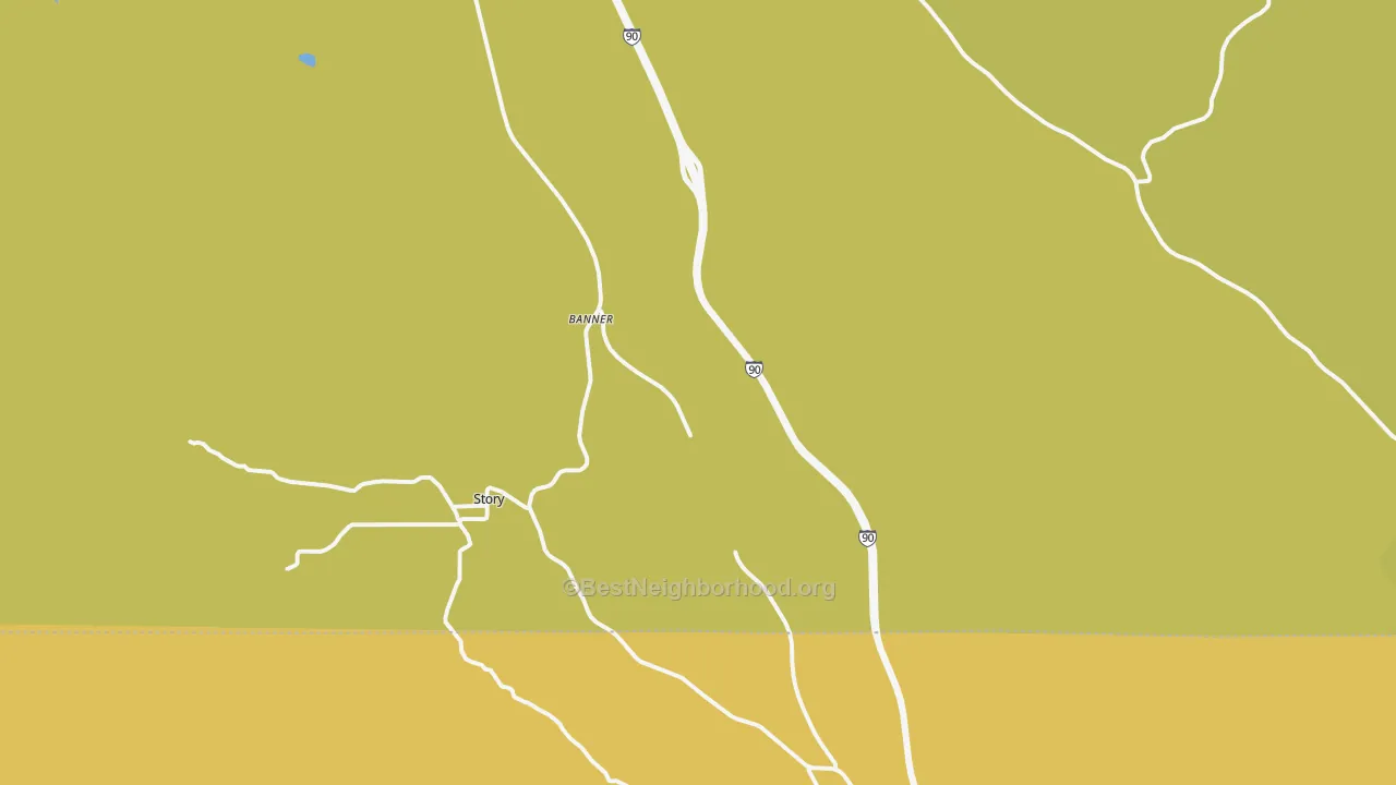 Map of the best neighborhoods in the 82832 area, with better matches in green and worse matches in red