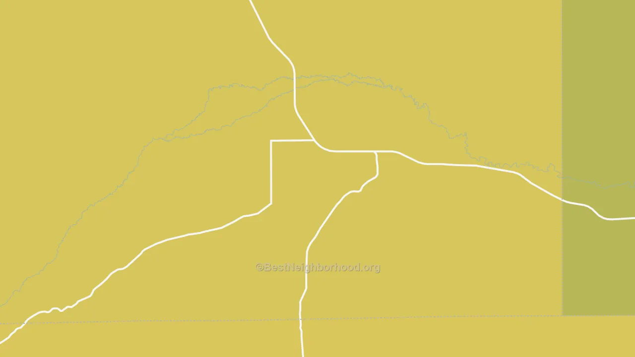 Map of the best neighborhoods in the 82936 area, with better matches in green and worse matches in red