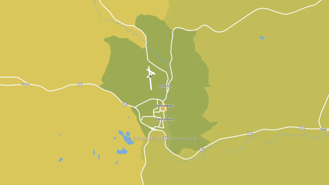 Map of the best neighborhoods in the 83101 area, with better matches in green and worse matches in red