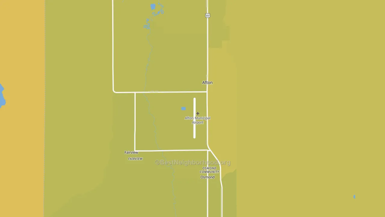 Map of the best neighborhoods in the 83110 area, with better matches in green and worse matches in red