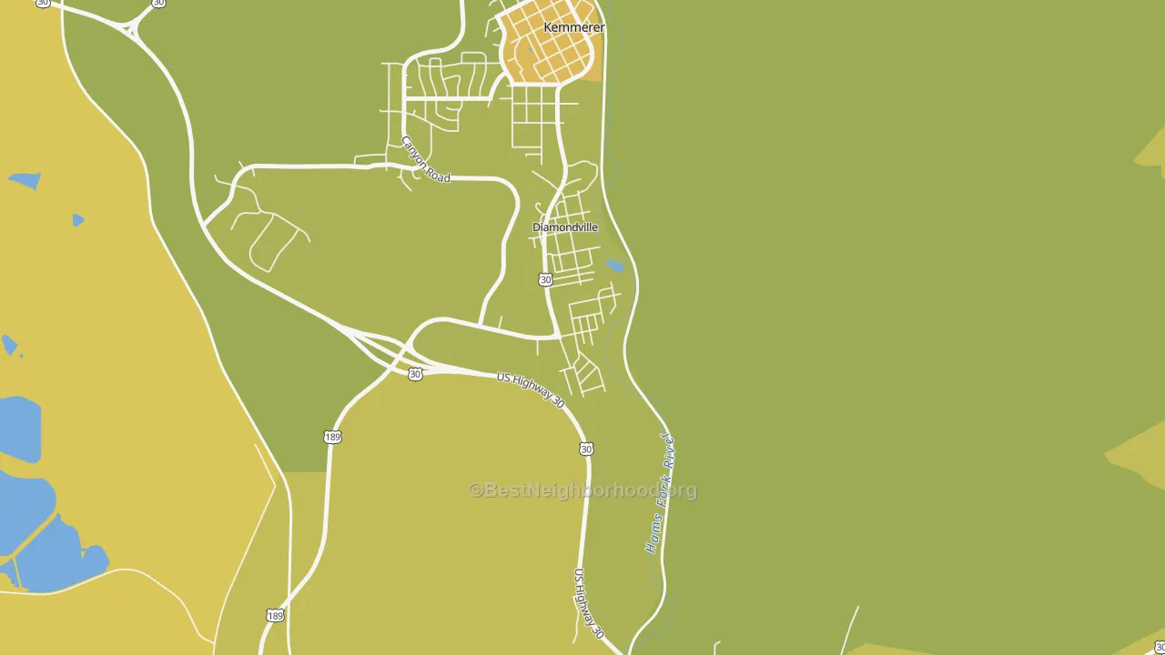Map of the best neighborhoods in the 83116 area, with better matches in green and worse matches in red
