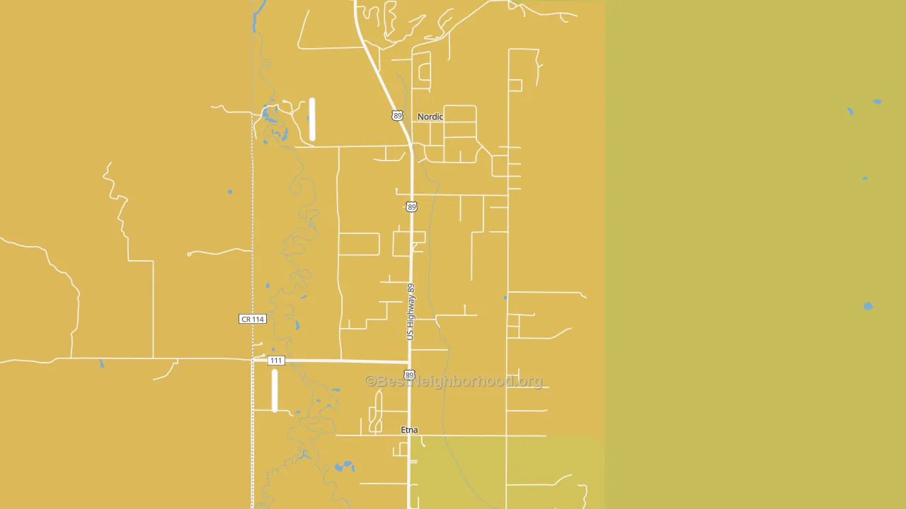 Map of the best neighborhoods in the 83118 area, with better matches in green and worse matches in red