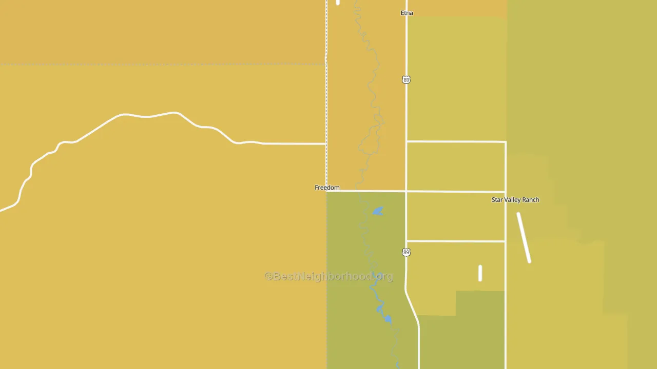 Map of the best neighborhoods in the 83120 area, with better matches in green and worse matches in red