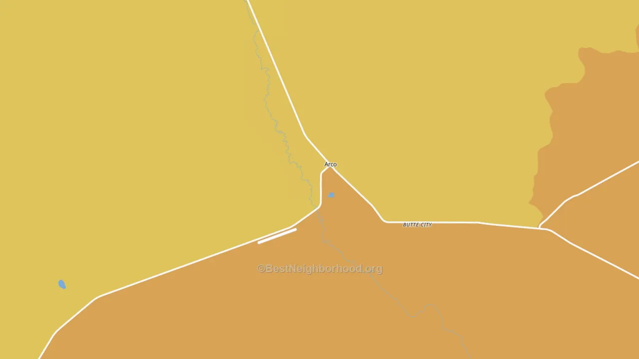 Map of the best neighborhoods in the 83213 area, with better matches in green and worse matches in red