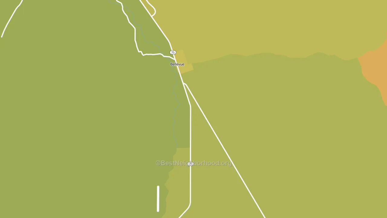 Map of the best neighborhoods in the 83313 area, with better matches in green and worse matches in red