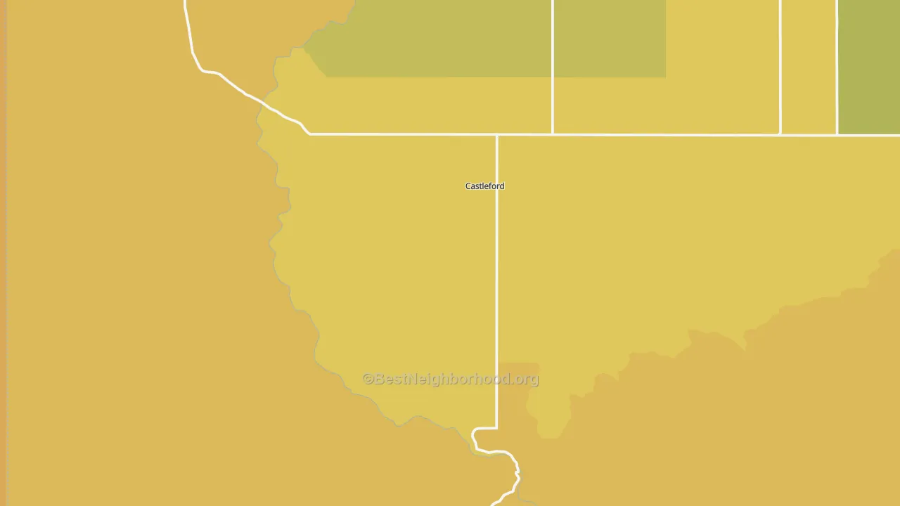 Map of the best neighborhoods in the 83321 area, with better matches in green and worse matches in red