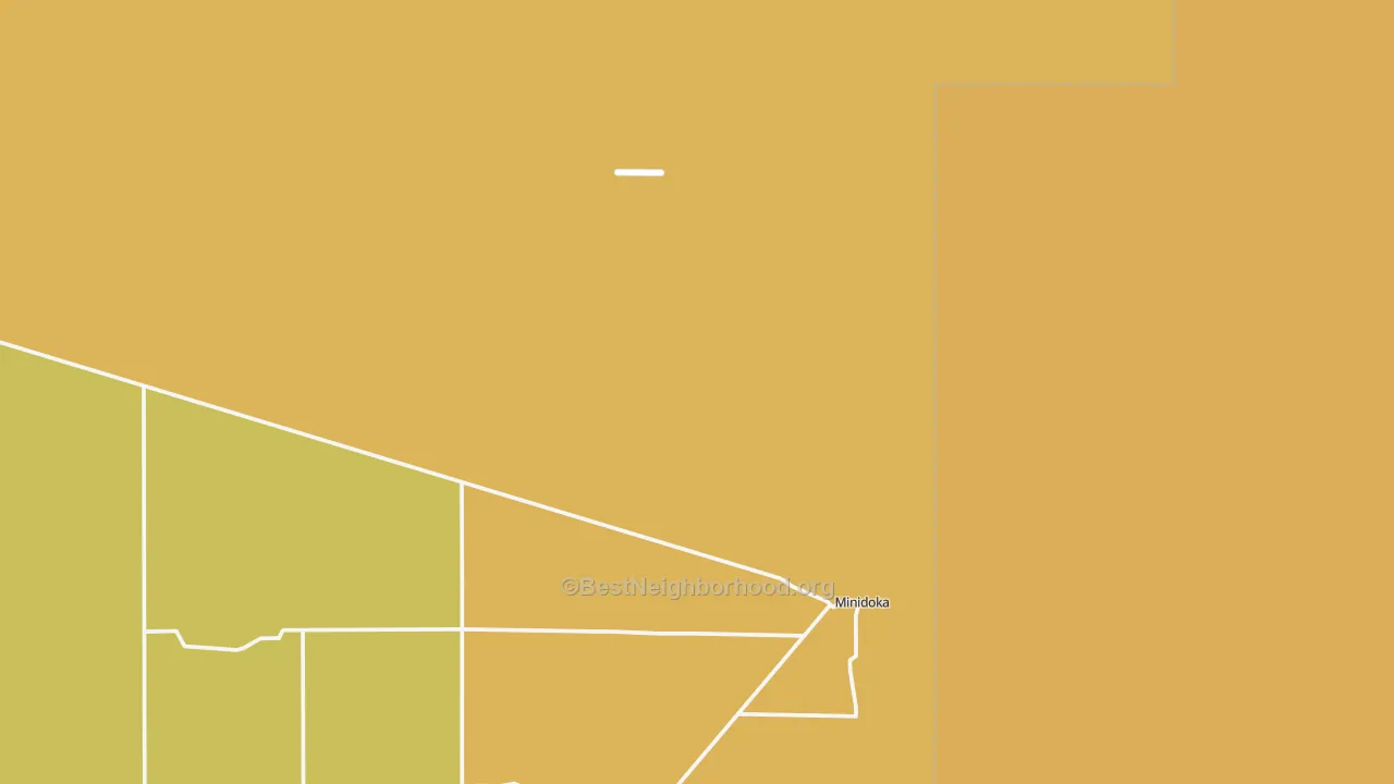 Map of the best neighborhoods in the 83343 area, with better matches in green and worse matches in red