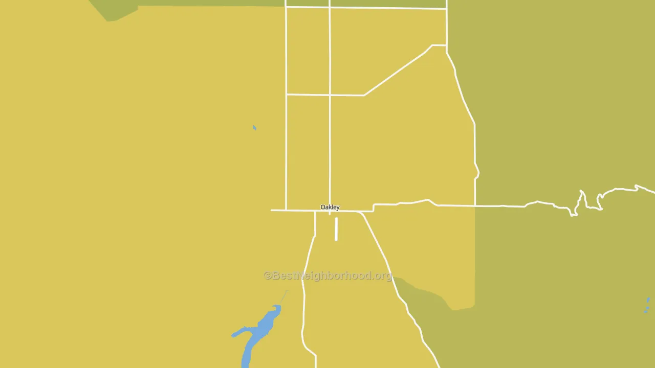 Map of the best neighborhoods in the 83346 area, with better matches in green and worse matches in red