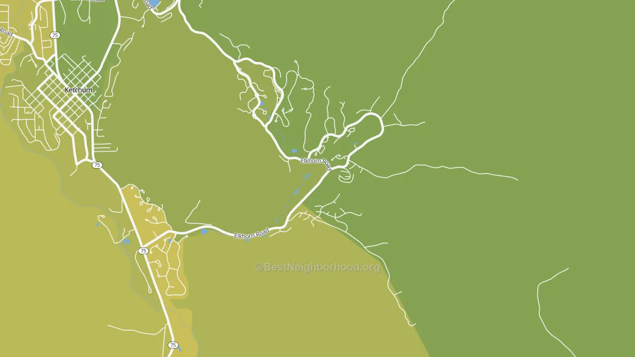 Map of the best neighborhoods in the 83354 area, with better matches in green and worse matches in red