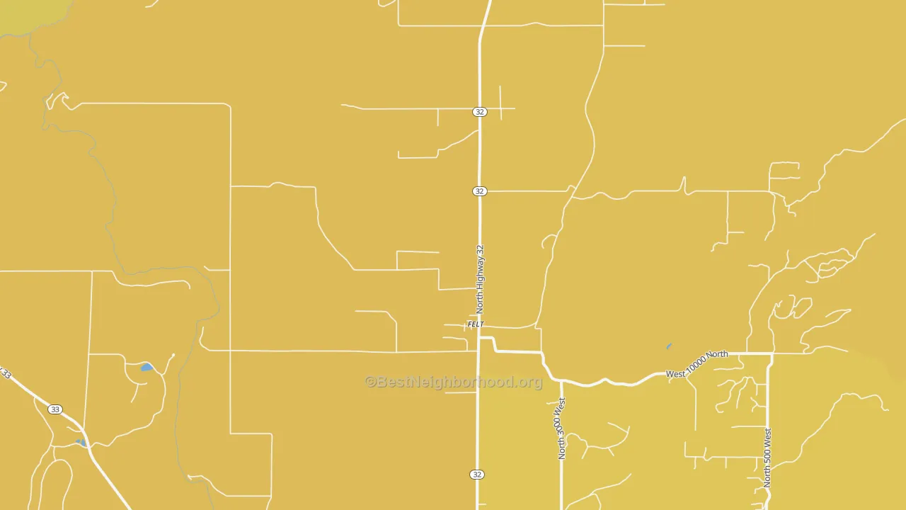 Map of the best neighborhoods in the 83424 area, with better matches in green and worse matches in red