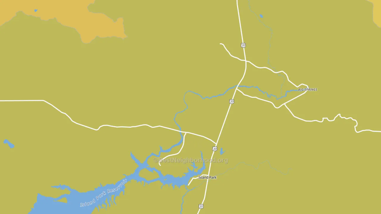 Map of the best neighborhoods in the 83429 area, with better matches in green and worse matches in red