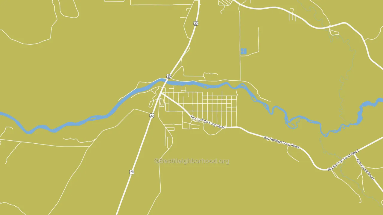 Map of the best neighborhoods in the 83433 area, with better matches in green and worse matches in red
