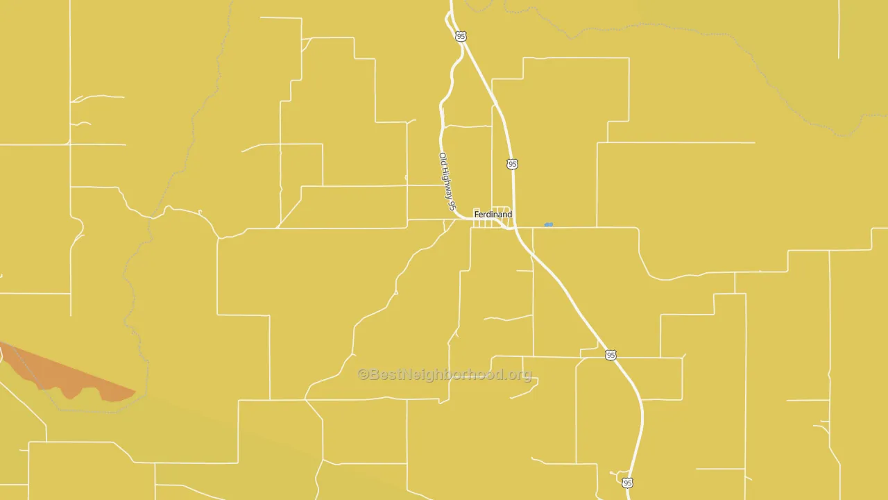 Map of the best neighborhoods in the 83526 area, with better matches in green and worse matches in red
