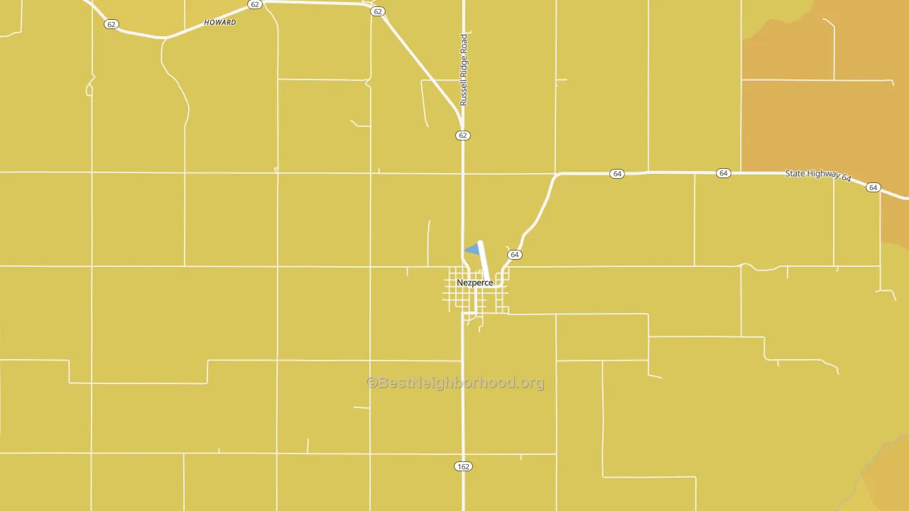 Map of the best neighborhoods in the 83543 area, with better matches in green and worse matches in red