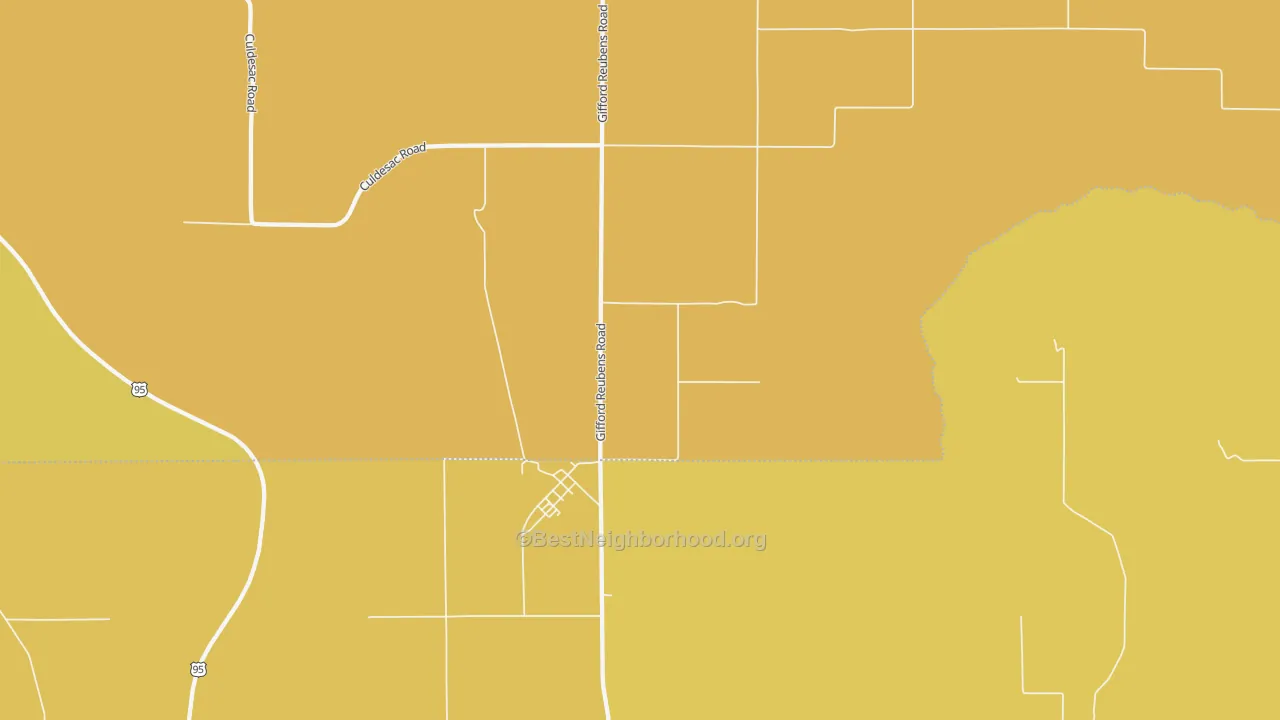 Map of the best neighborhoods in the 83548 area, with better matches in green and worse matches in red