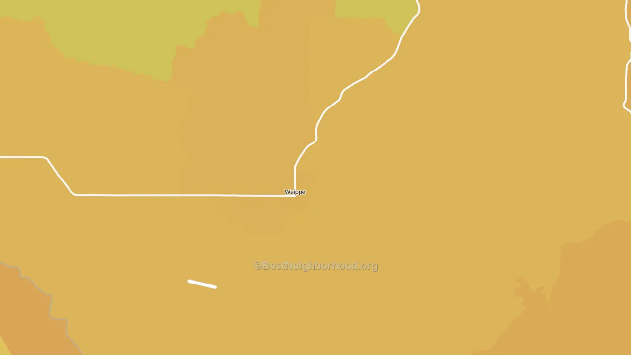 Map of the best neighborhoods in the 83553 area, with better matches in green and worse matches in red