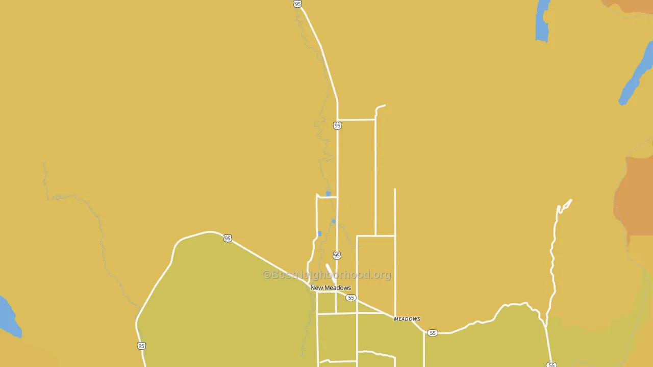 Map of the best neighborhoods in the 83654 area, with better matches in green and worse matches in red