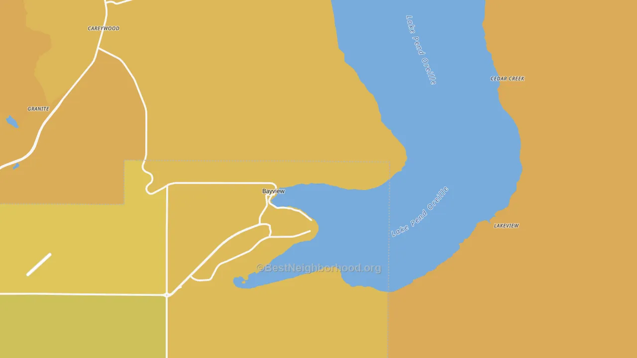 Map of the best neighborhoods in the 83803 area, with better matches in green and worse matches in red