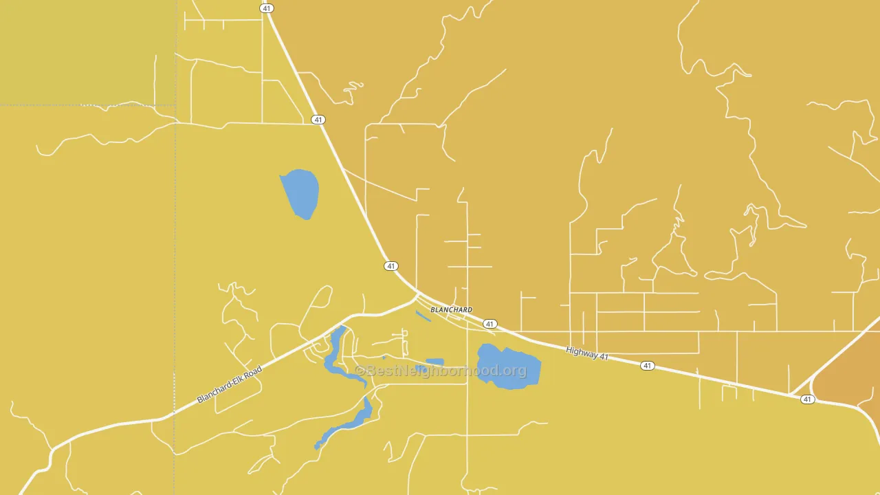 Map of the best neighborhoods in the 83804 area, with better matches in green and worse matches in red