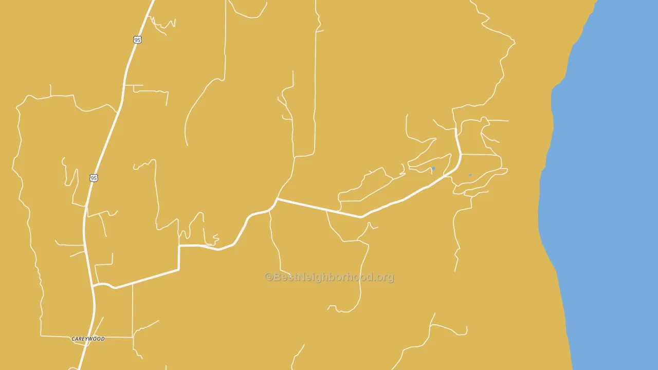 Map of the best neighborhoods in the 83809 area, with better matches in green and worse matches in red