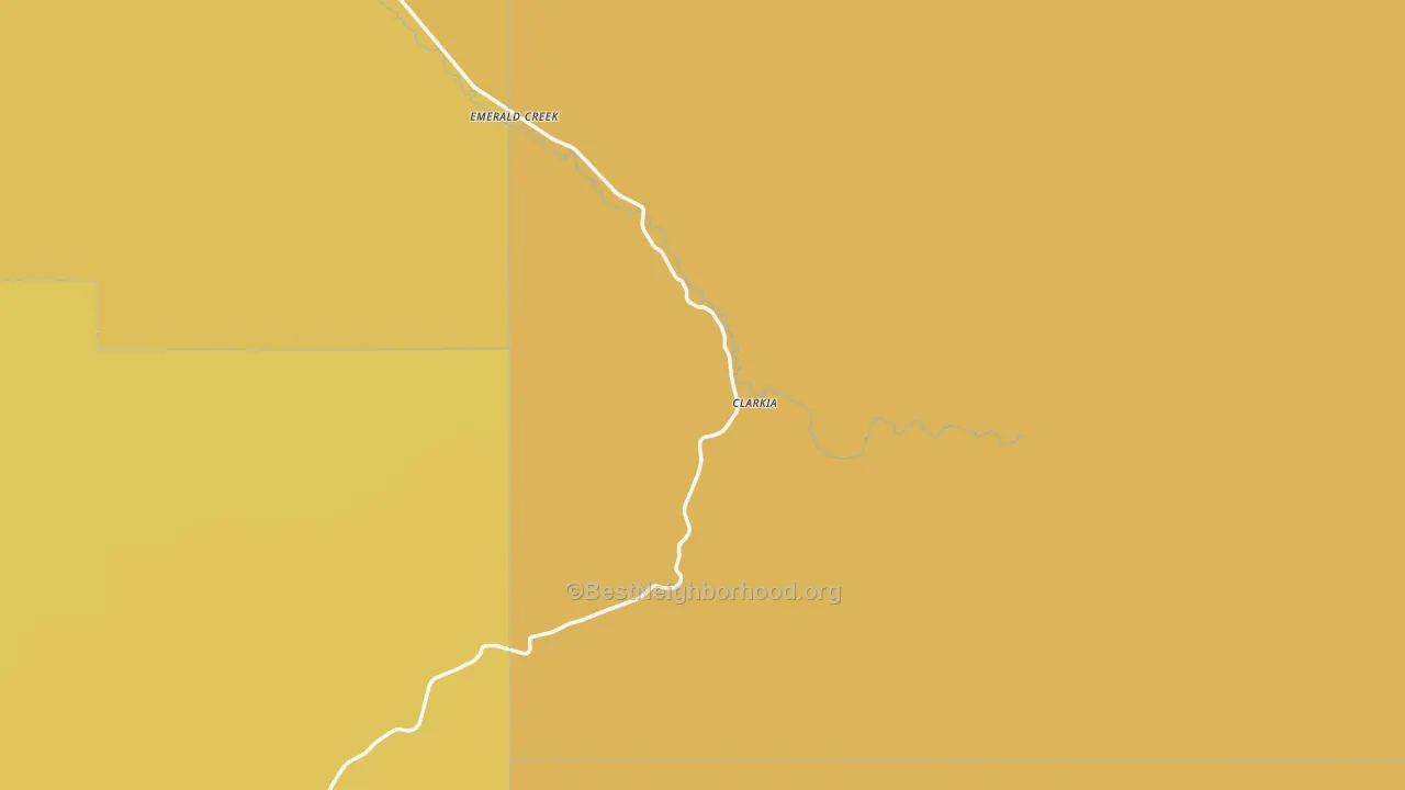 Map of the best neighborhoods in the 83812 area, with better matches in green and worse matches in red