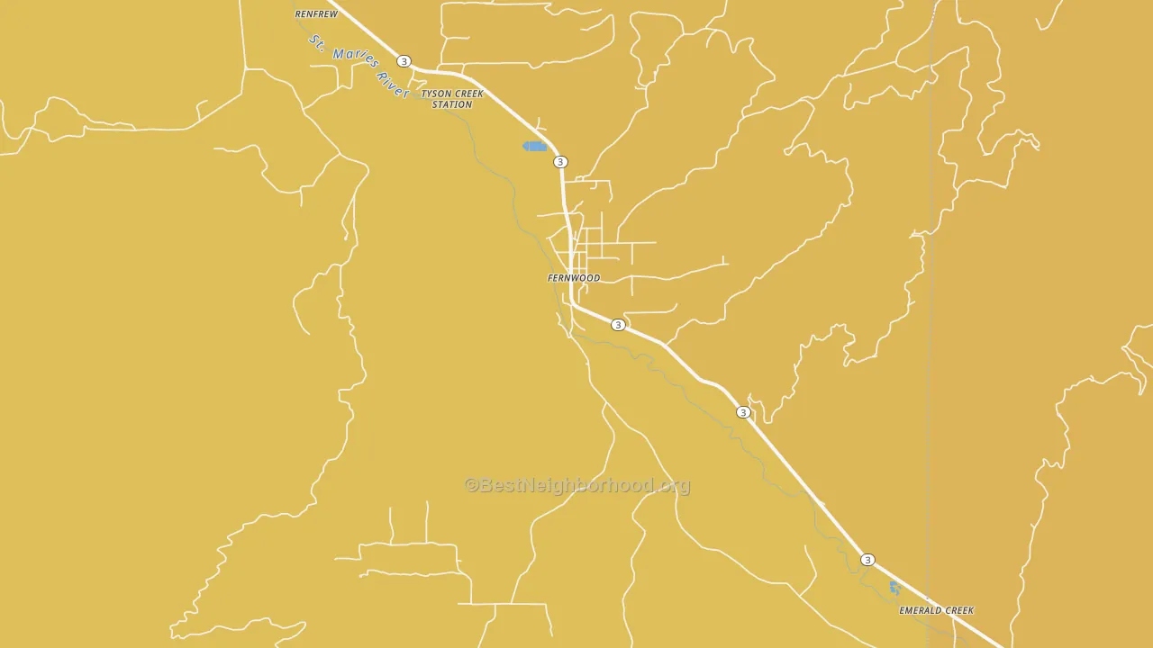 Map of the best neighborhoods in the 83830 area, with better matches in green and worse matches in red