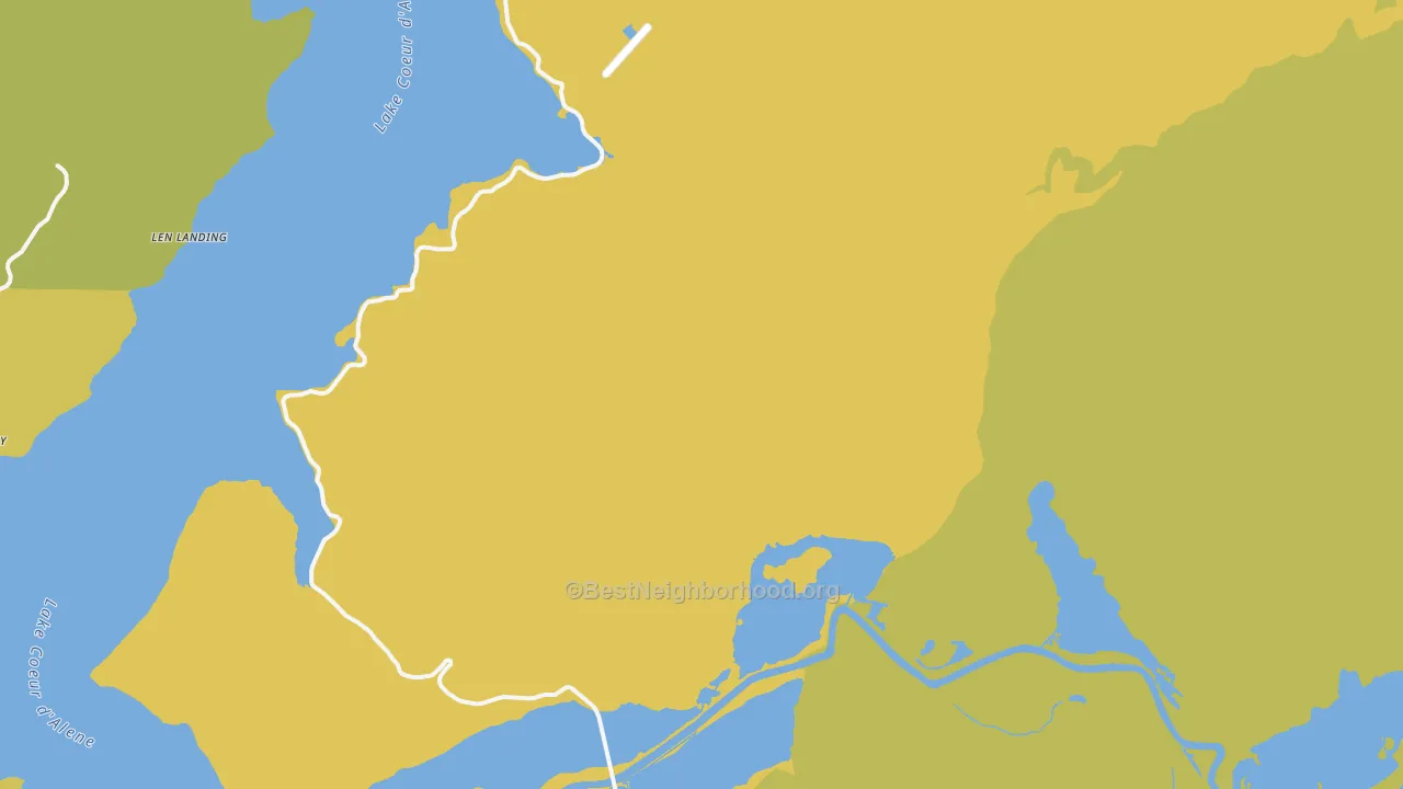 Map of the best neighborhoods in the 83833 area, with better matches in green and worse matches in red