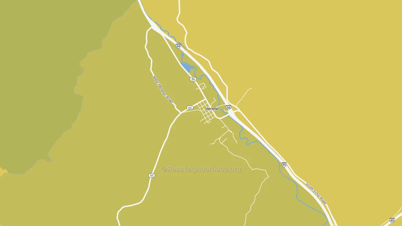 Map of the best neighborhoods in the 84033 area, with better matches in green and worse matches in red