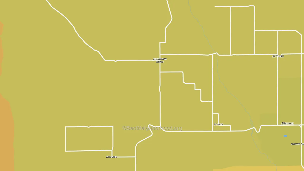Map of the best neighborhoods in the 84051 area, with better matches in green and worse matches in red