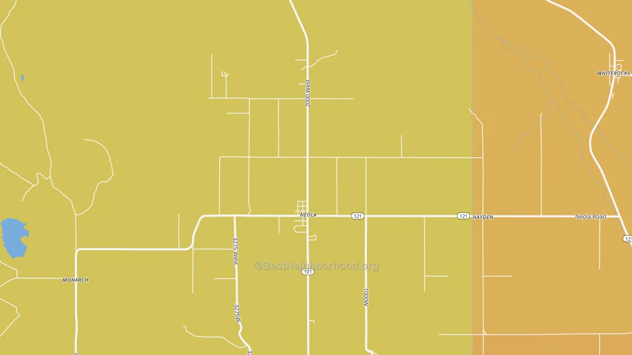 Map of the best neighborhoods in the 84053 area, with better matches in green and worse matches in red