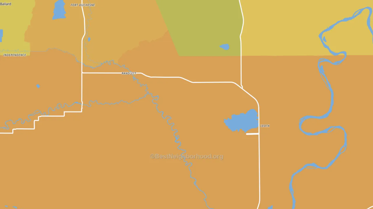 Map of the best neighborhoods in the 84063 area, with better matches in green and worse matches in red