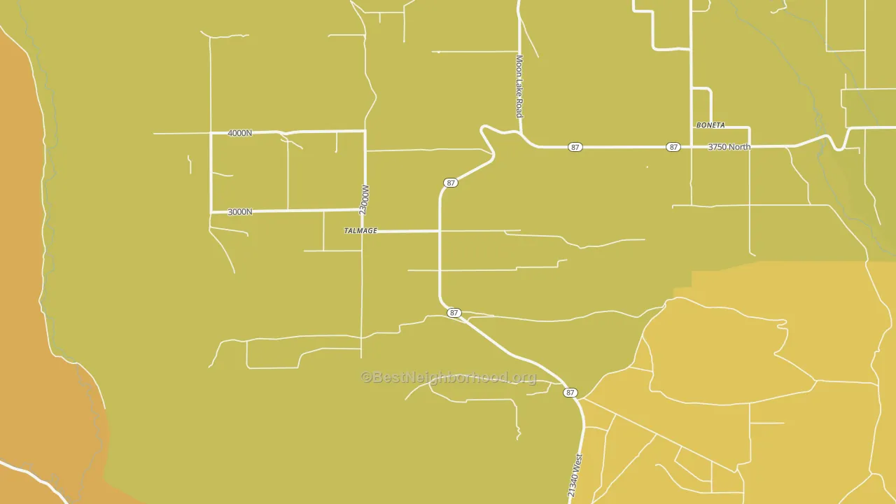 Map of the best neighborhoods in the 84073 area, with better matches in green and worse matches in red