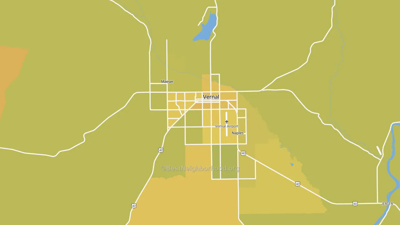 Map of the best neighborhoods in the 84078 area, with better matches in green and worse matches in red