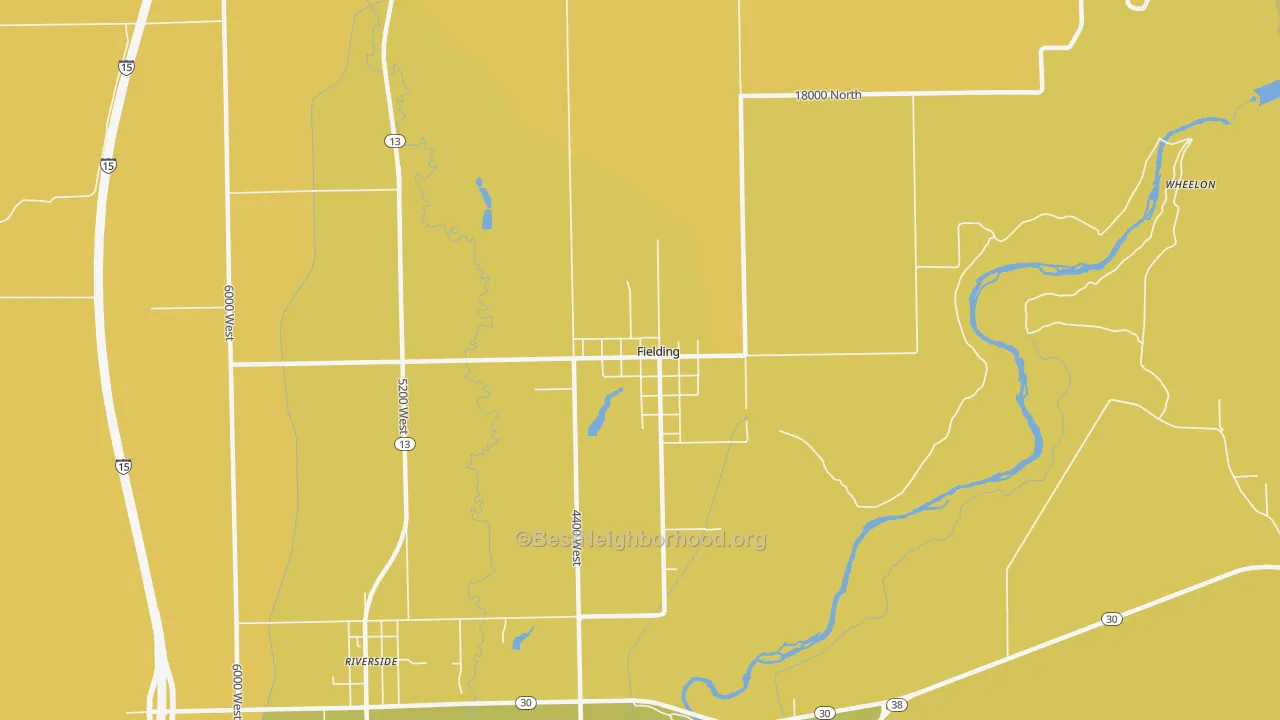 Map of the best neighborhoods in the 84311 area, with better matches in green and worse matches in red
