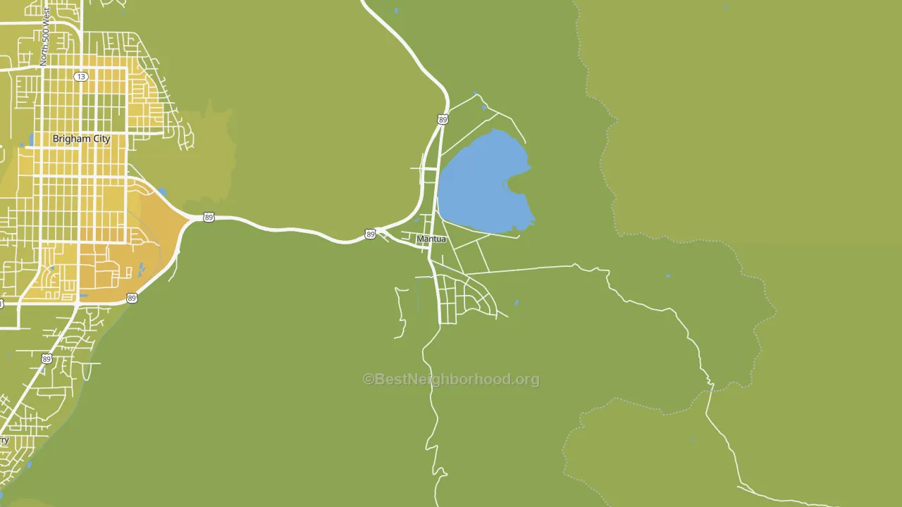 Map of the best neighborhoods in the 84324 area, with better matches in green and worse matches in red