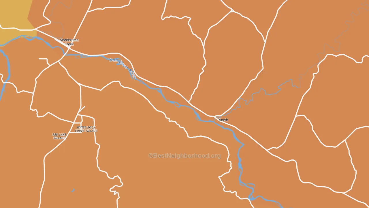 Map of the best neighborhoods in the 84534 area, with better matches in green and worse matches in red