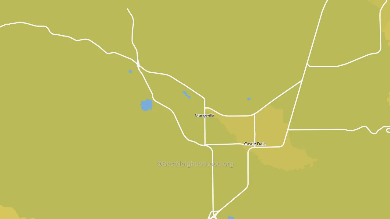Map of the best neighborhoods in the 84537 area, with better matches in green and worse matches in red