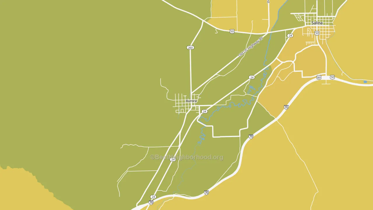 Map of the best neighborhoods in the 84620 area, with better matches in green and worse matches in red