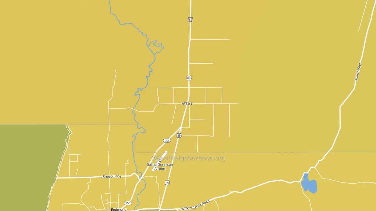 Map of the best neighborhoods in the 84621 area, with better matches in green and worse matches in red