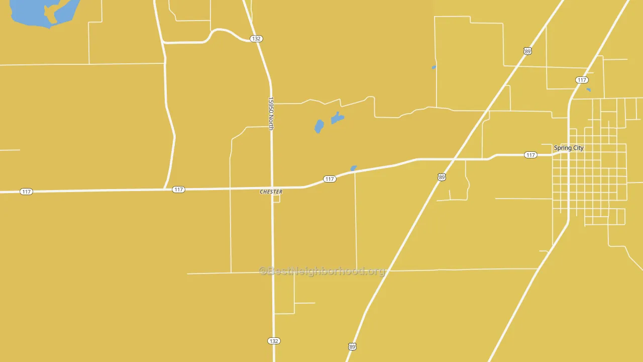 Map of the best neighborhoods in the 84623 area, with better matches in green and worse matches in red