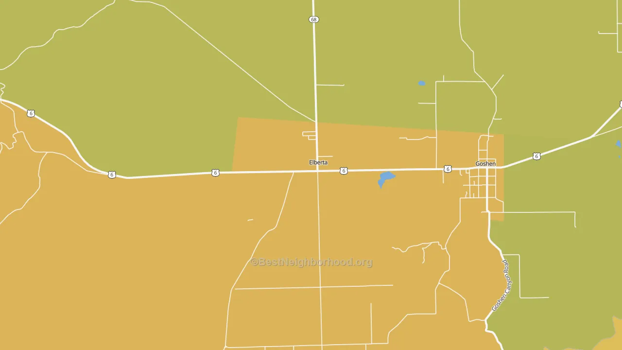 Map of the best neighborhoods in the 84626 area, with better matches in green and worse matches in red