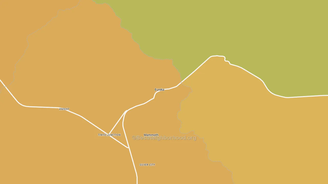 Map of the best neighborhoods in the 84628 area, with better matches in green and worse matches in red