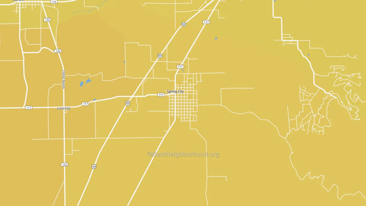 Map of the best neighborhoods in the 84662 area, with better matches in green and worse matches in red