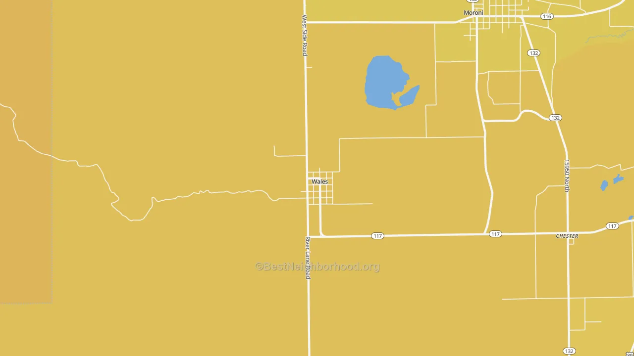 Map of the best neighborhoods in the 84667 area, with better matches in green and worse matches in red