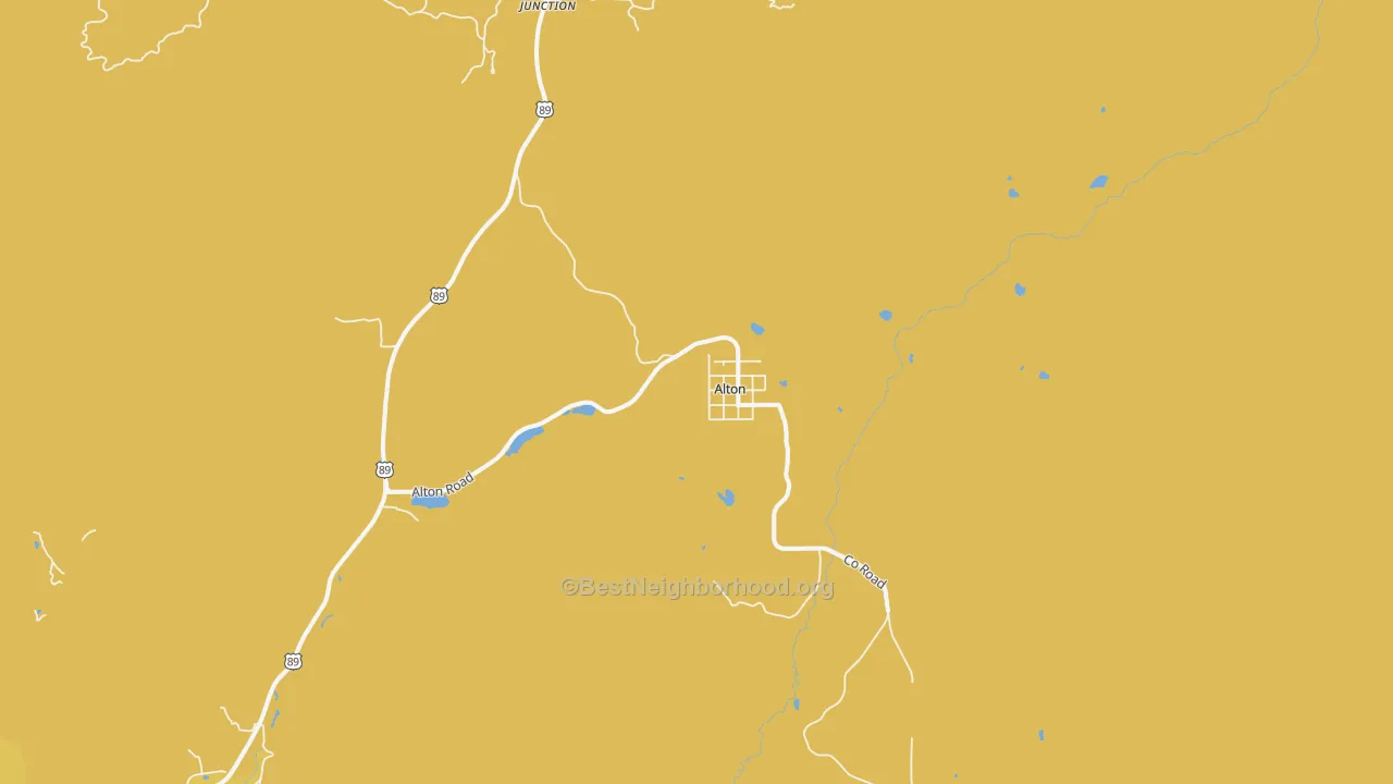 Map of the best neighborhoods in the 84710 area, with better matches in green and worse matches in red