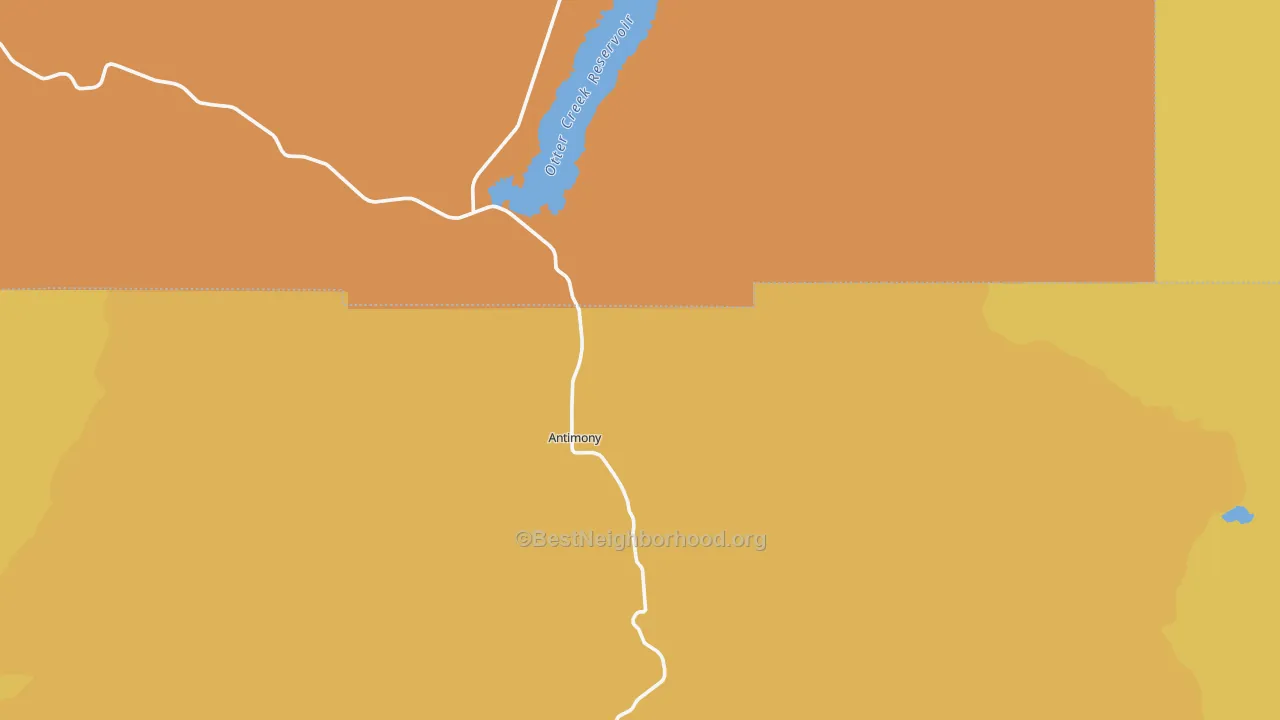 Map of the best neighborhoods in the 84712 area, with better matches in green and worse matches in red