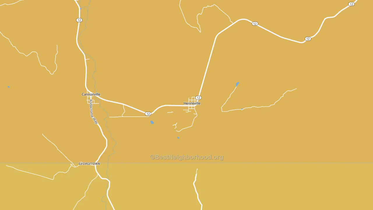 Map of the best neighborhoods in the 84736 area, with better matches in green and worse matches in red